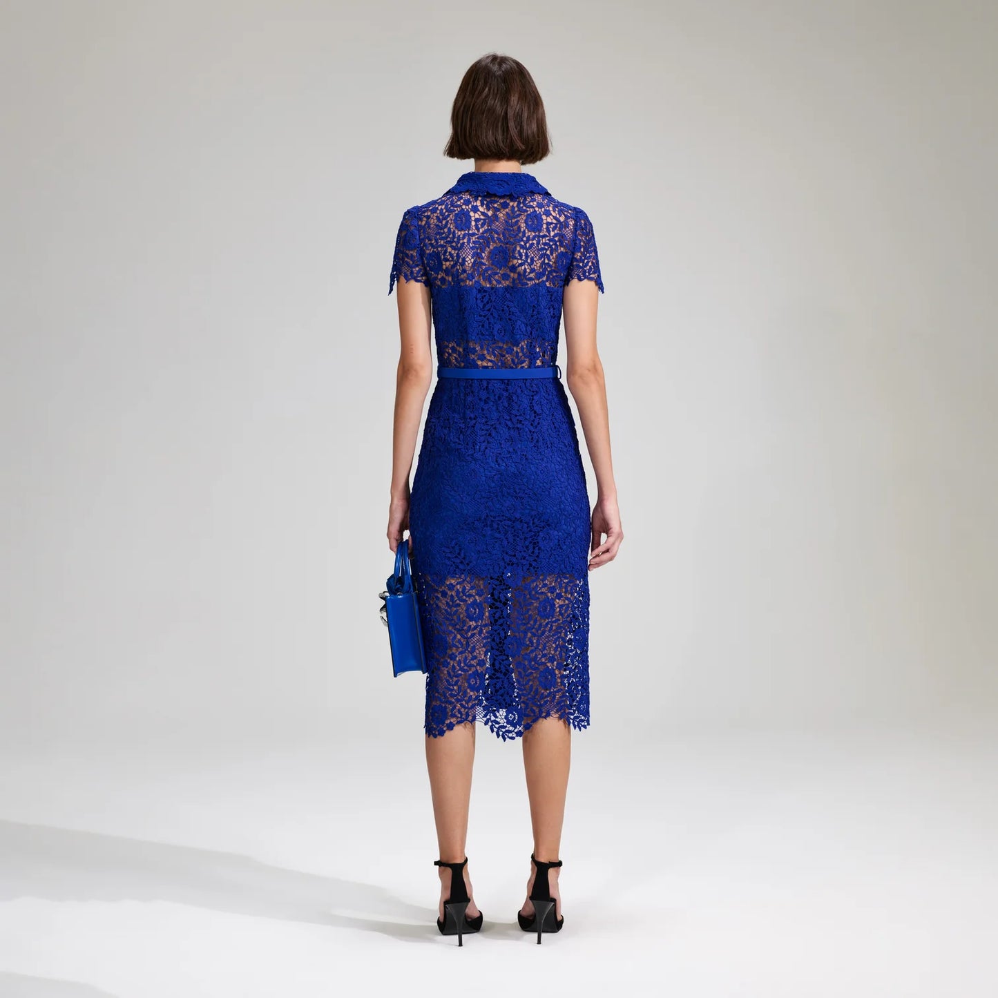 SP Cobalt Rose Lace Button Midi Dress