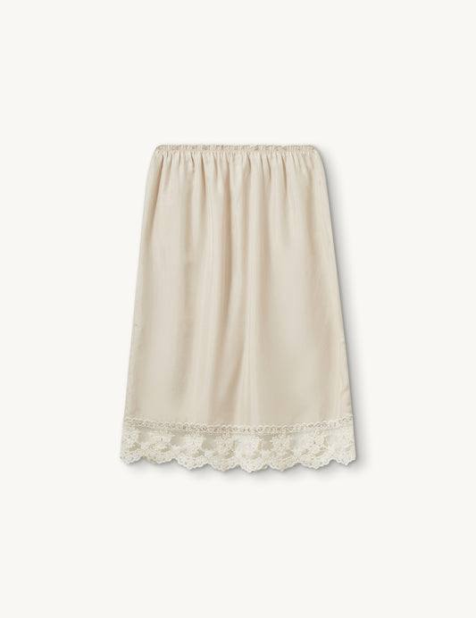 Darling Silk Slip Lace-trim Midi Skirt