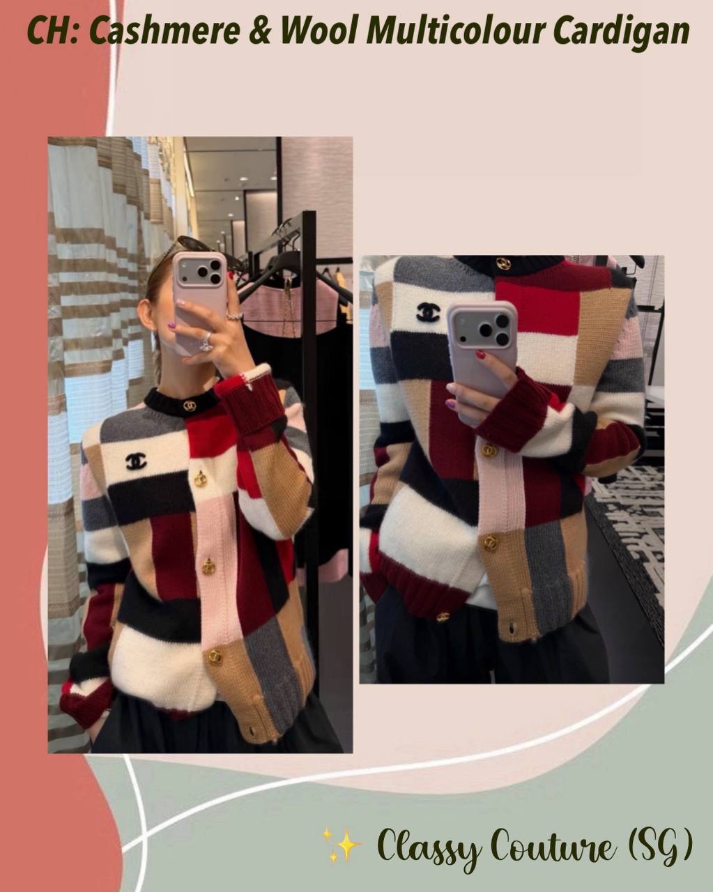 CH Cashmere & Wool Multicolour Cardigan