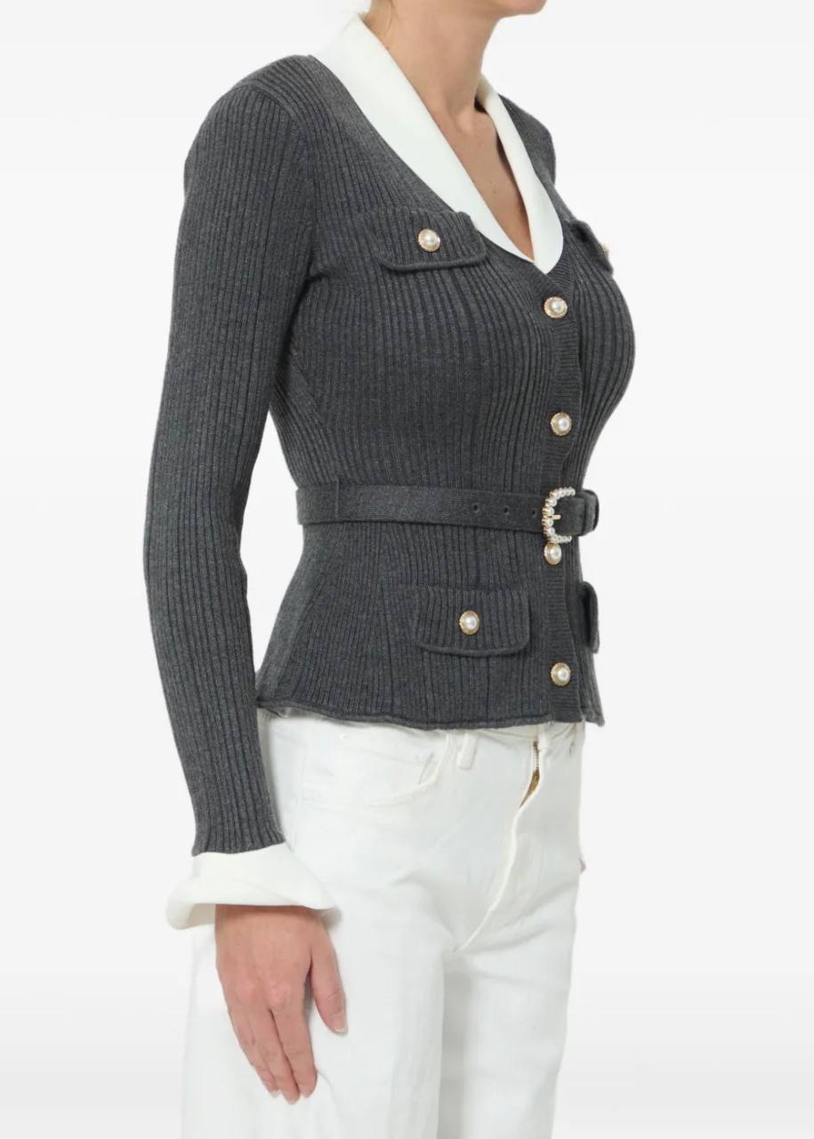 Belted Embellished Ribbed-Knit - Image 13