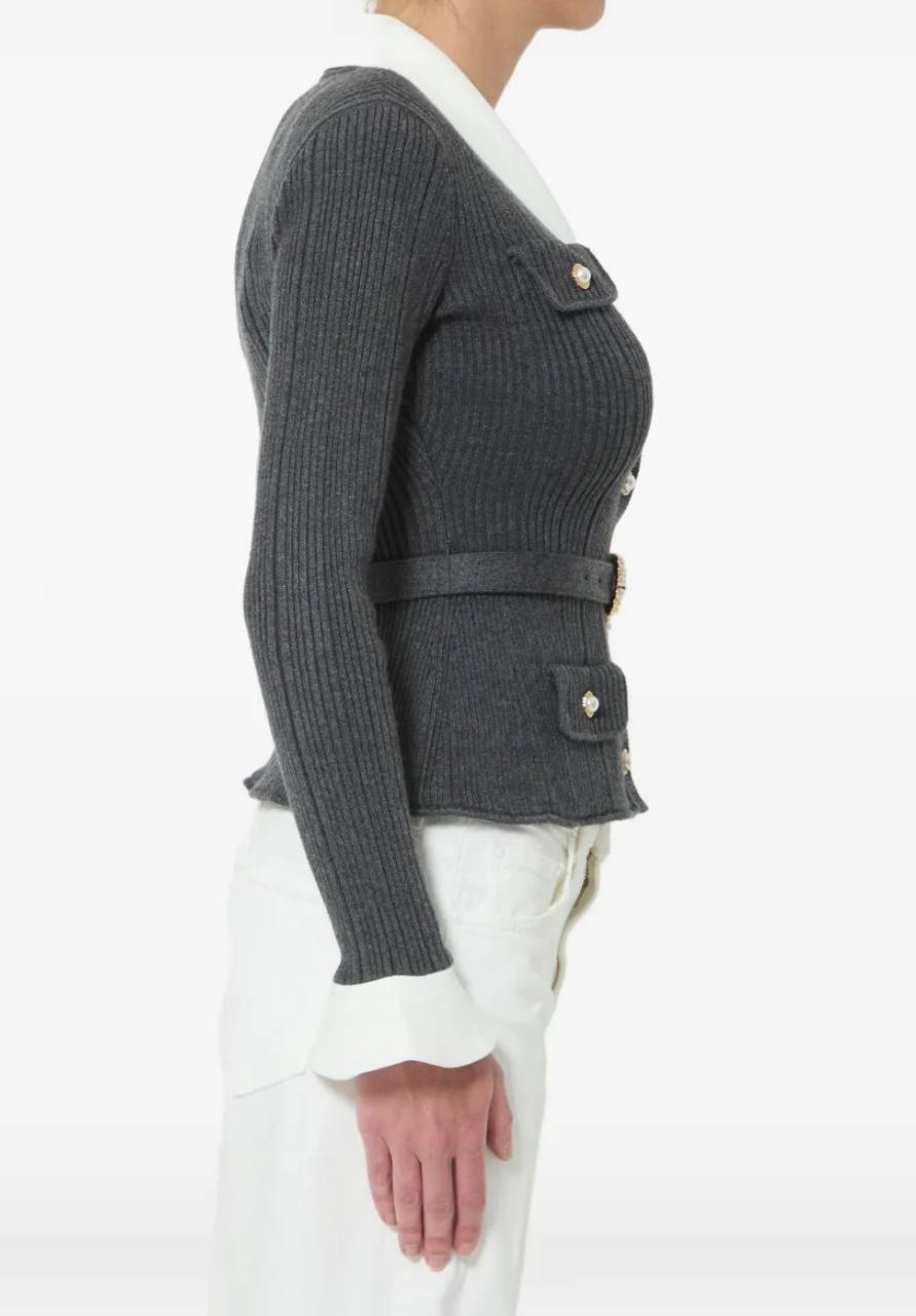 Belted Embellished Ribbed-Knit - Image 14