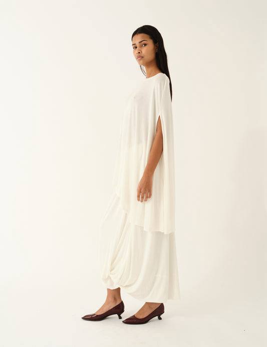 Breanna Asymmetric Cape Top | Knot Maxi Skirt | Lyocell-wool blend Set