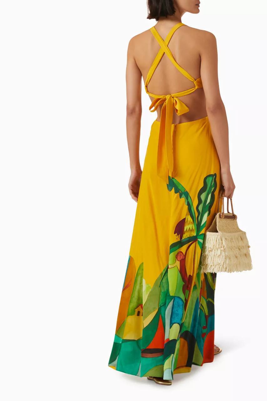 ALM Mokshini Cut-out Silk Maxi Dress