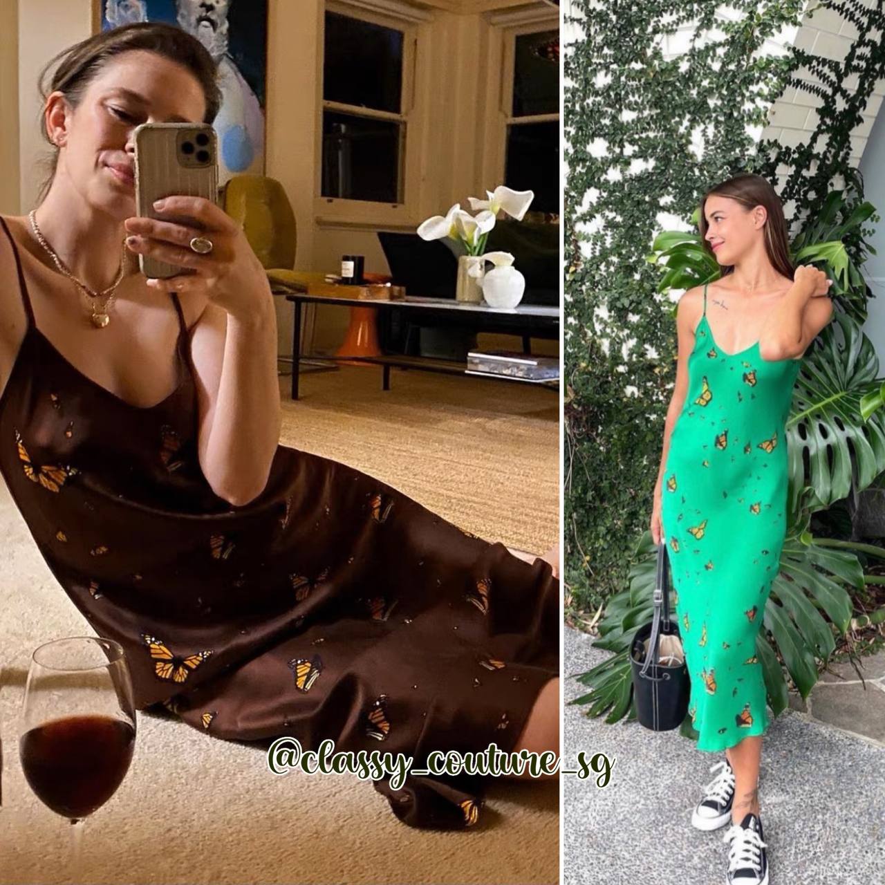 SL 90s Slip Midi Dress: Monarch Butterfly