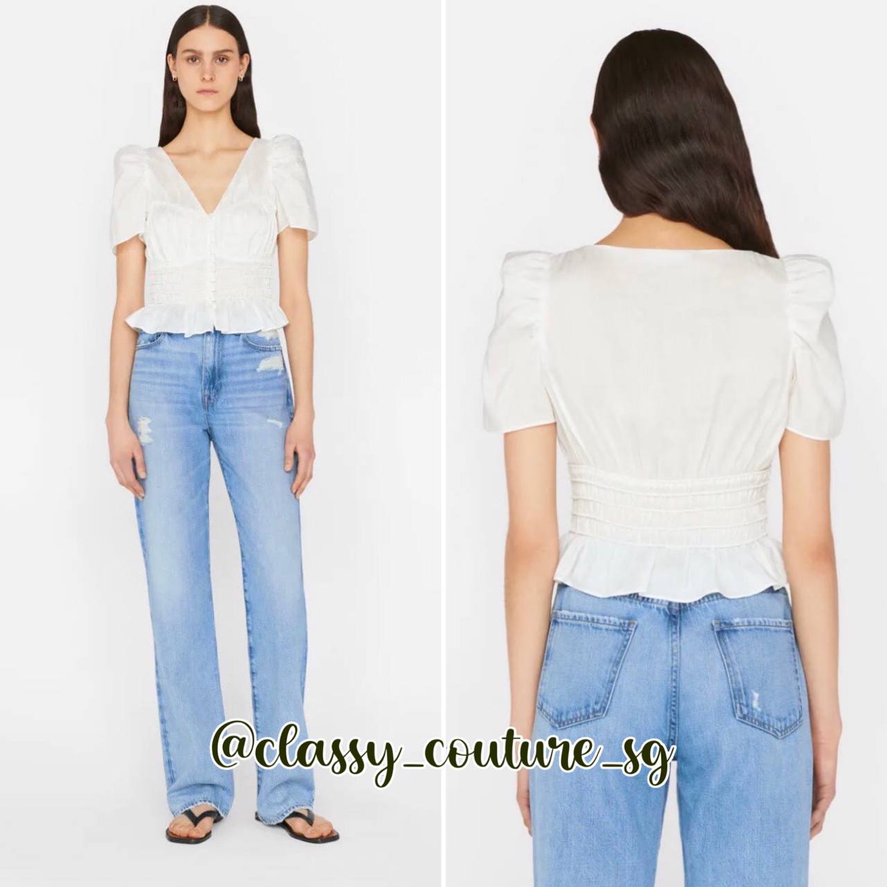 FR Corded Covered Shoulder Top Blanc