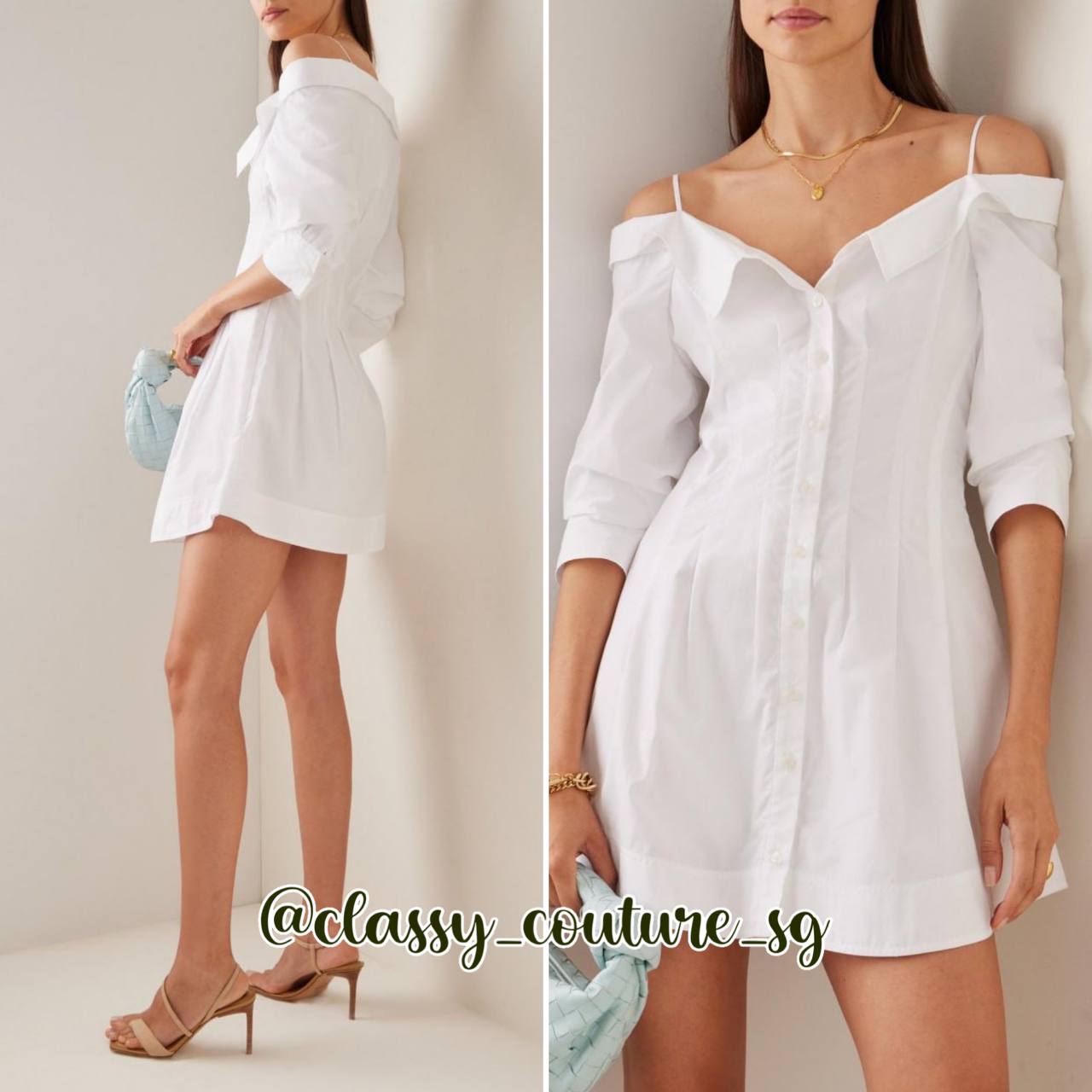 Jon Sim Coda Off-the-Shoulder Cotton Poplin Mini Dress