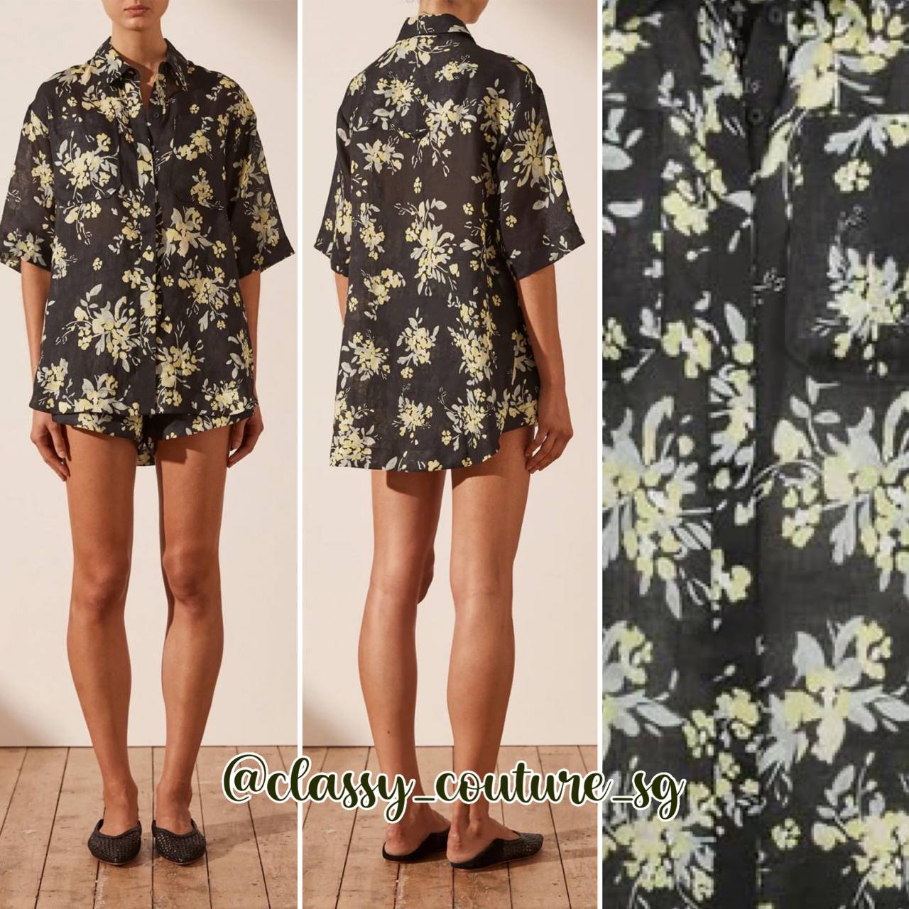 SJ Goldie Linen Short Sleeved Oversized Shirt | Short | Tuxedo Trouser Pants | Set
