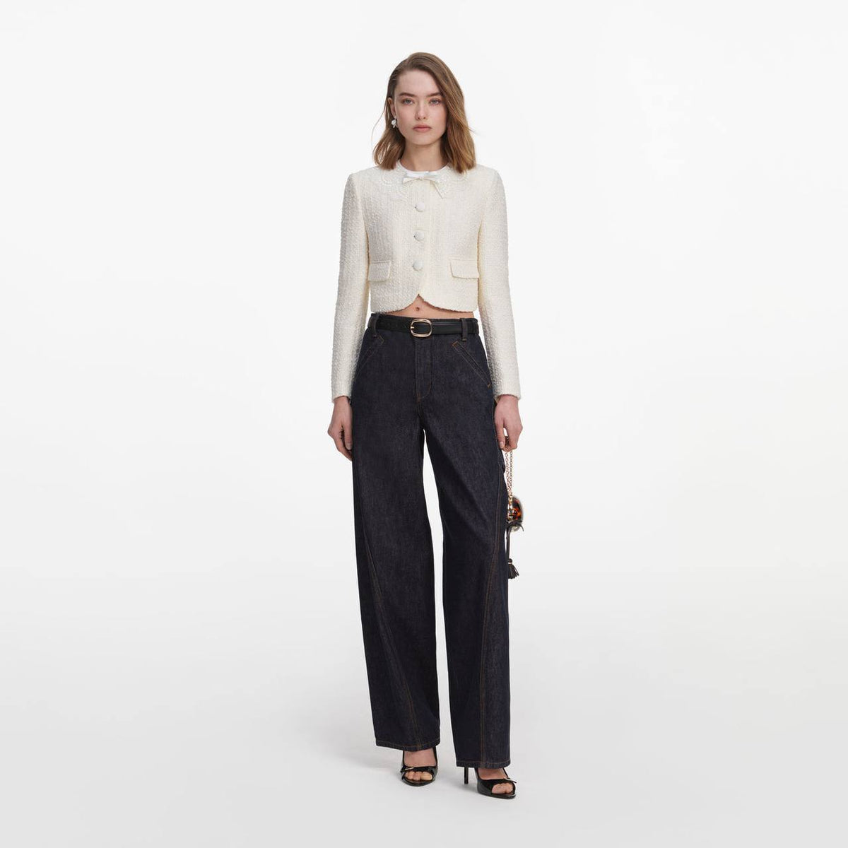 Cream Boucle Lace Collar Jacket | Mini Skirt - Image 2