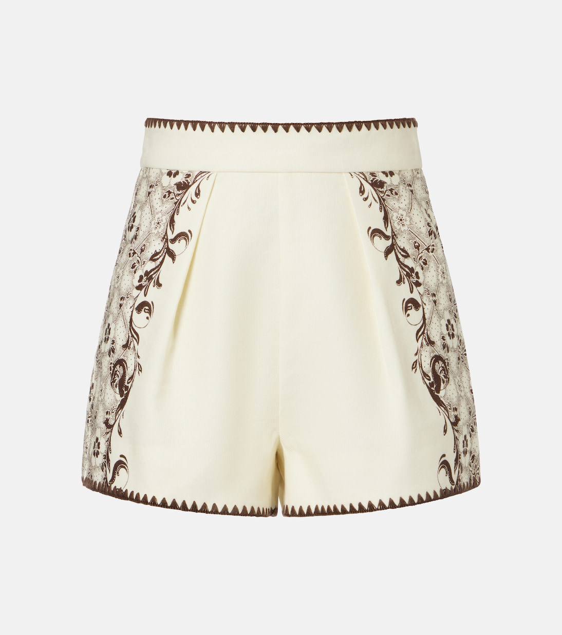 ALM Cream Cotton-silk Shirt | Linen-cotton Shorts | Brown/Cream Paisley floral Set