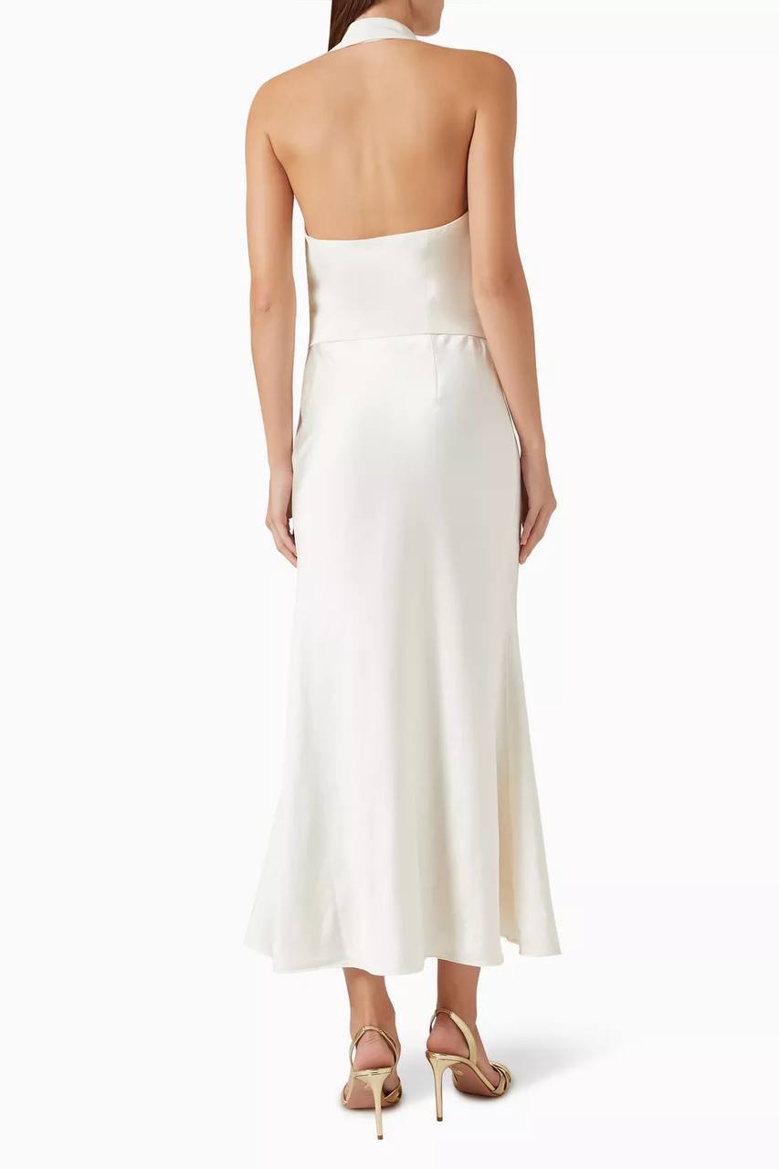 SP Cream Linen Blend Satin Midi Dress