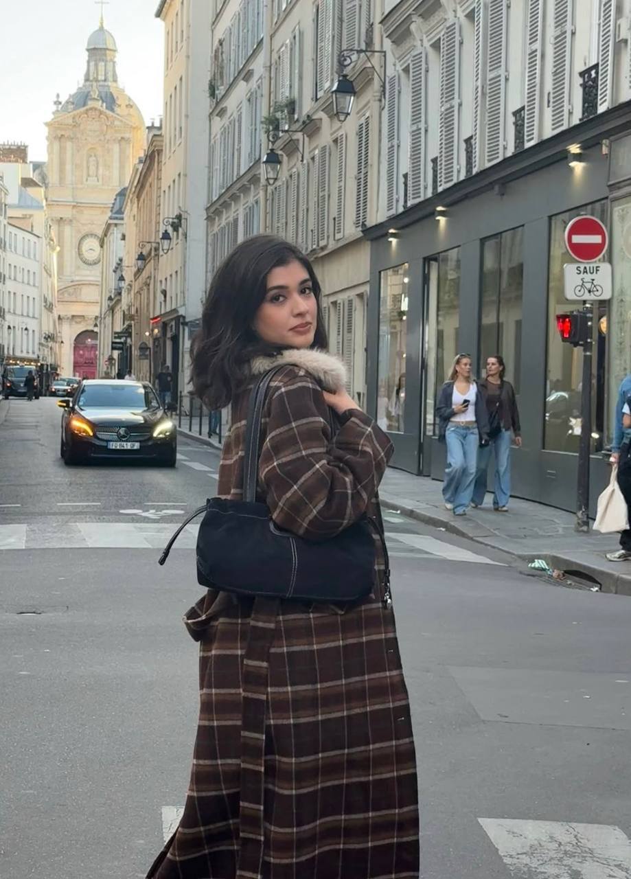 Checked Faux-Fur Collar Coat