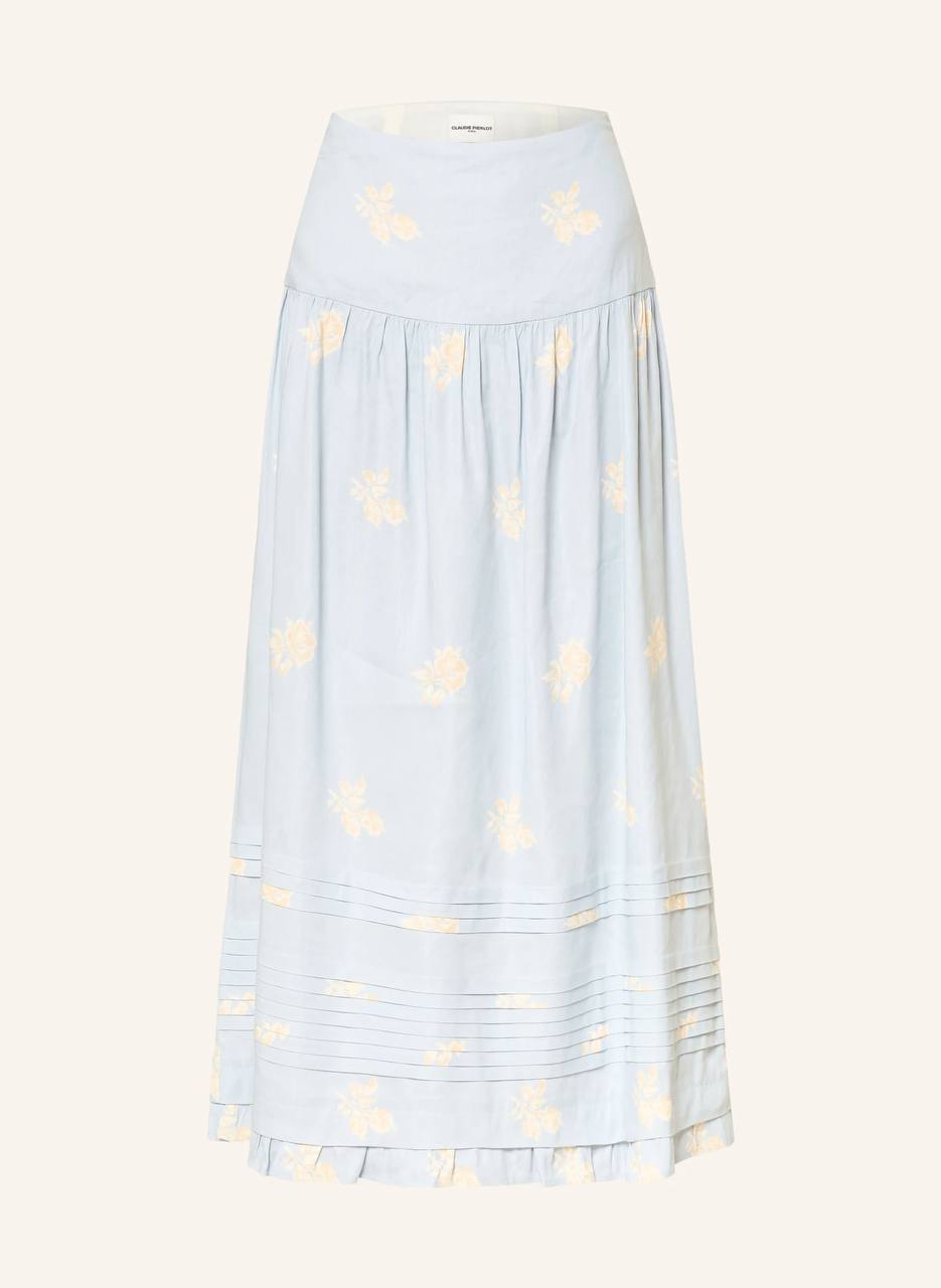 CP Floral-Print Linen-Blend Midi Skirt