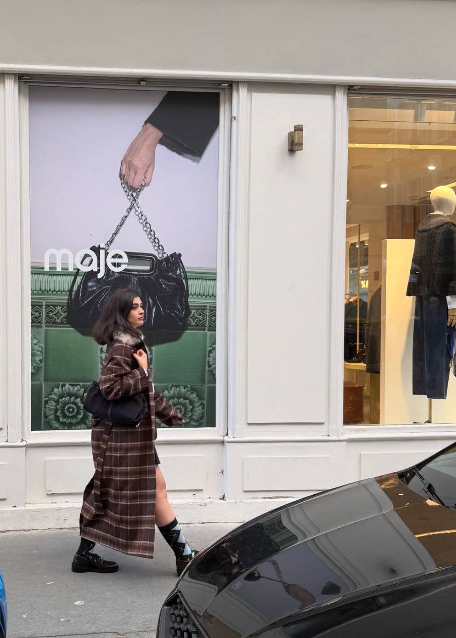 Checked Faux-Fur Collar Coat