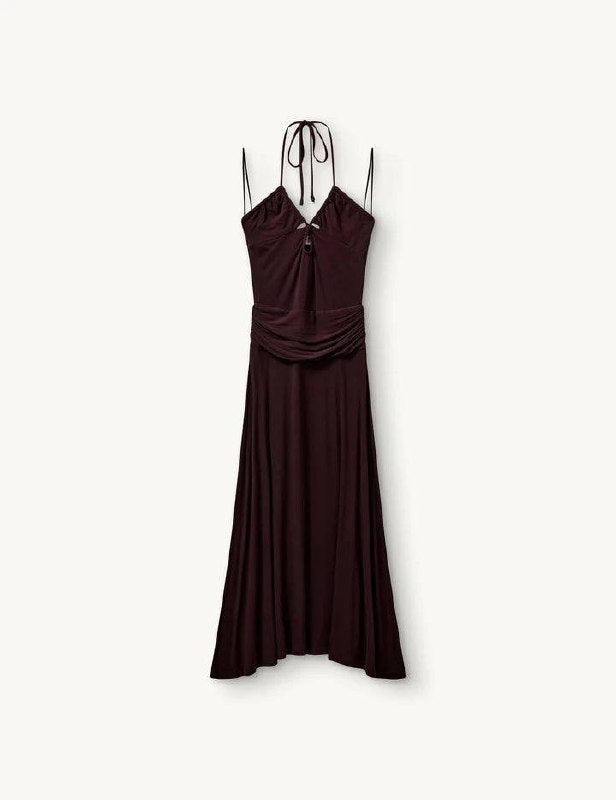 Breanna Bandeau Cut-out Halter Lyocell-wool blend Midi Dress
