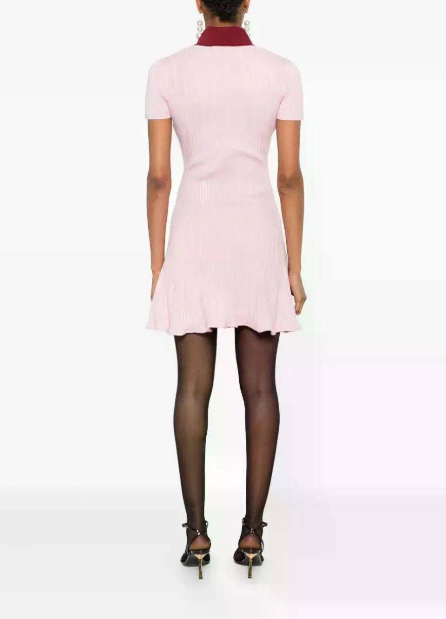 SP Burgundy Contrast Collar Pink Knit Mini Dress