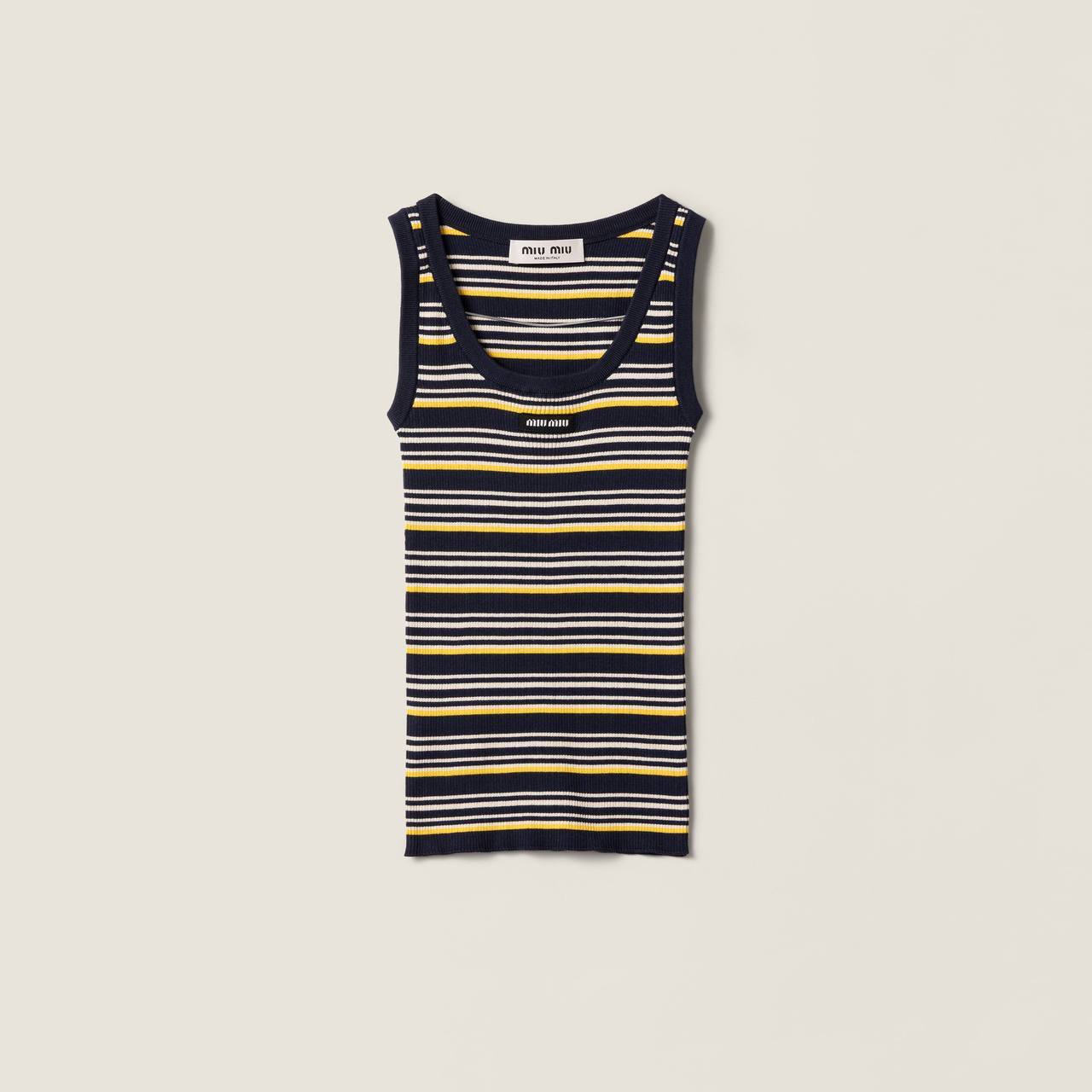 MM Logo Patch Striped Cotton Tank Top