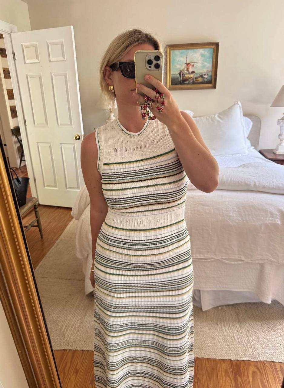 VB Dawna Sleeveless Striped Viscose-blend Knit Bodycon Midi Dress