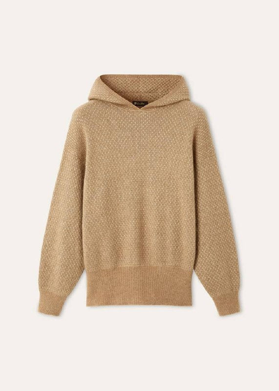 LP Azalea Light Brown Honey Dot Silk-Cashmere Hoodie Sweater