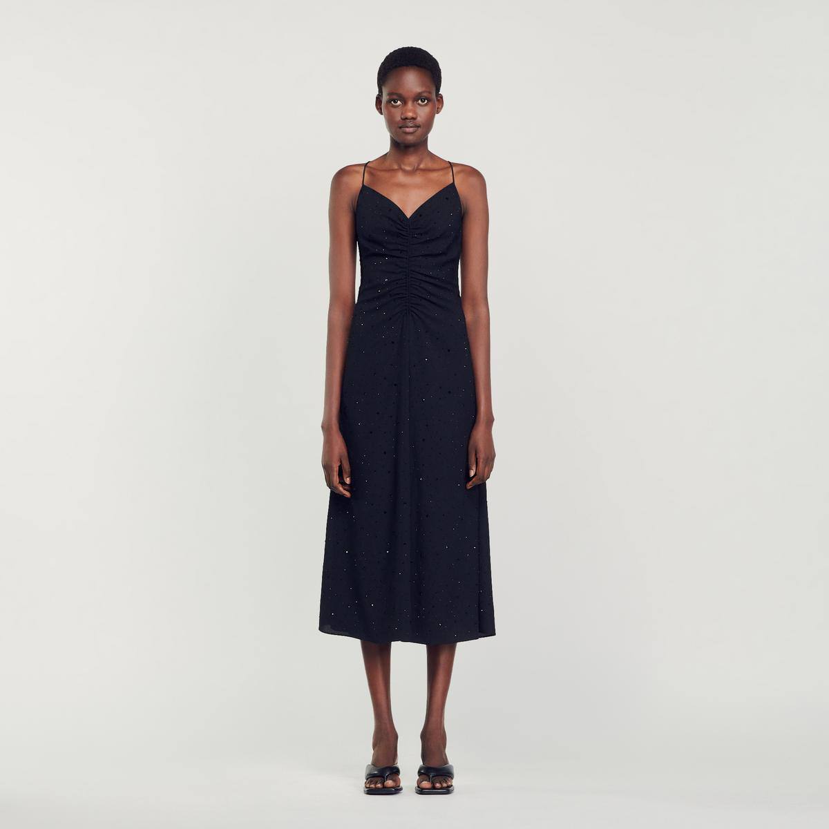 Praline Ruched Rhinestone Dress