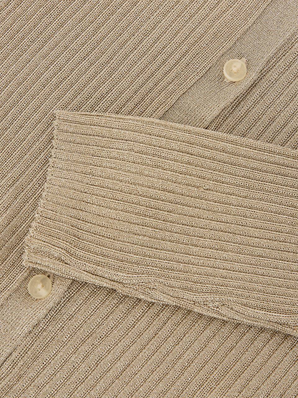 Gold Milo Metallic Rib-Knit Cardigan