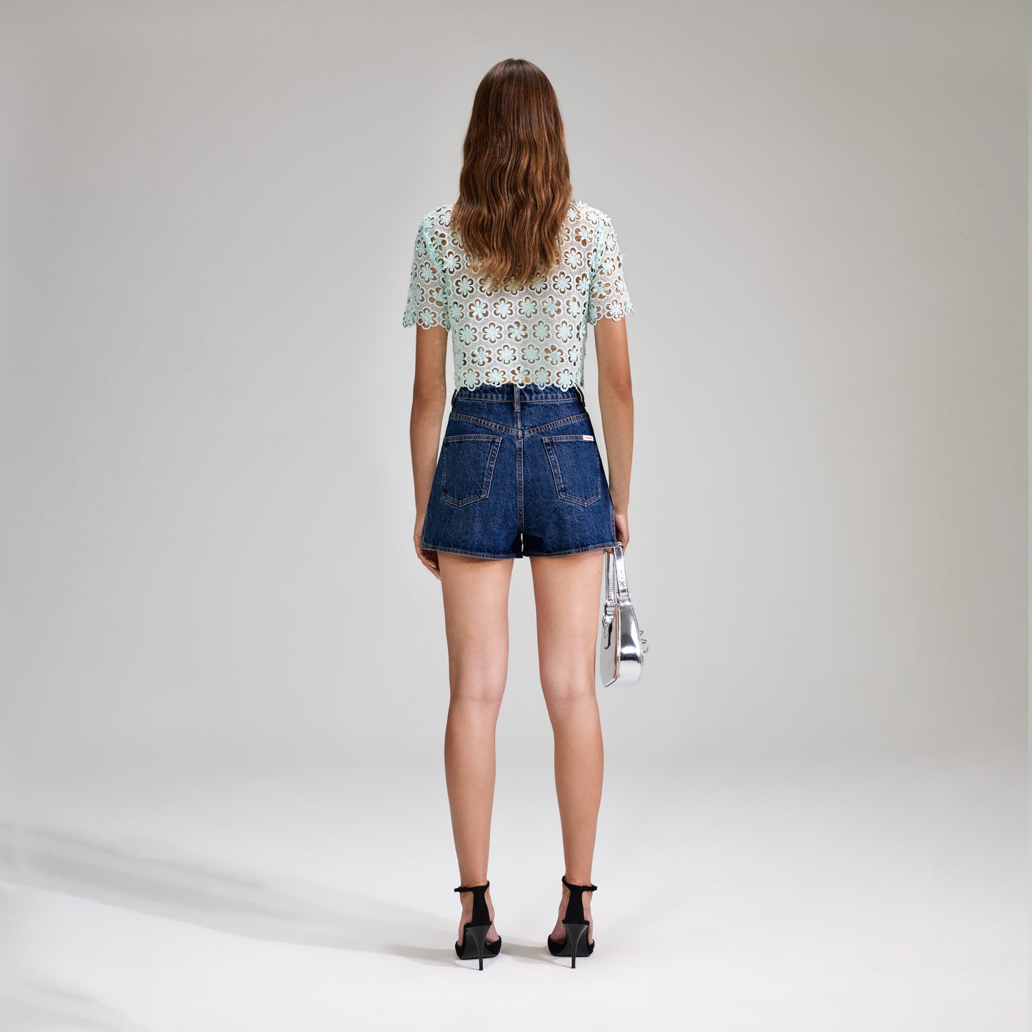 SP Daisy Guipure Top | Mini Skirt | Mint Blue and Ivory Set