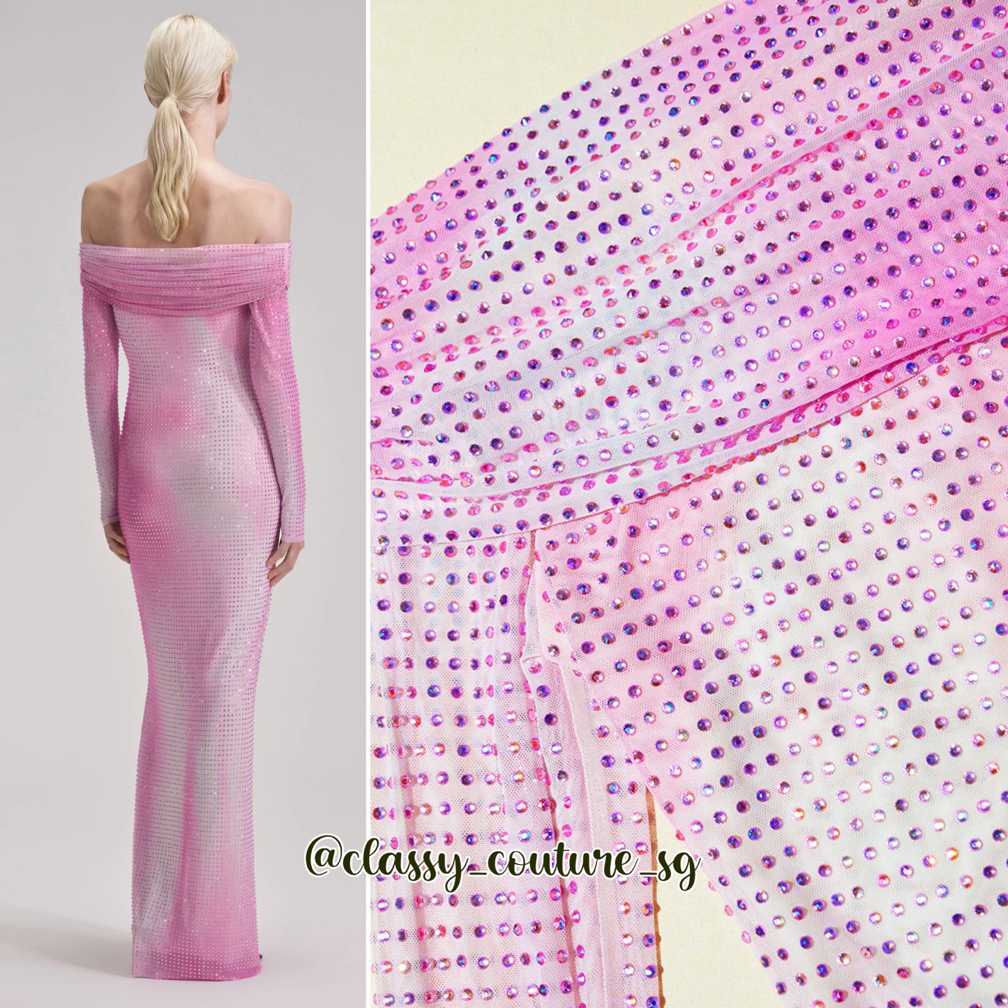 SP Pink Contour Print Mini | Maxi Dress | off shoulder rhinestone