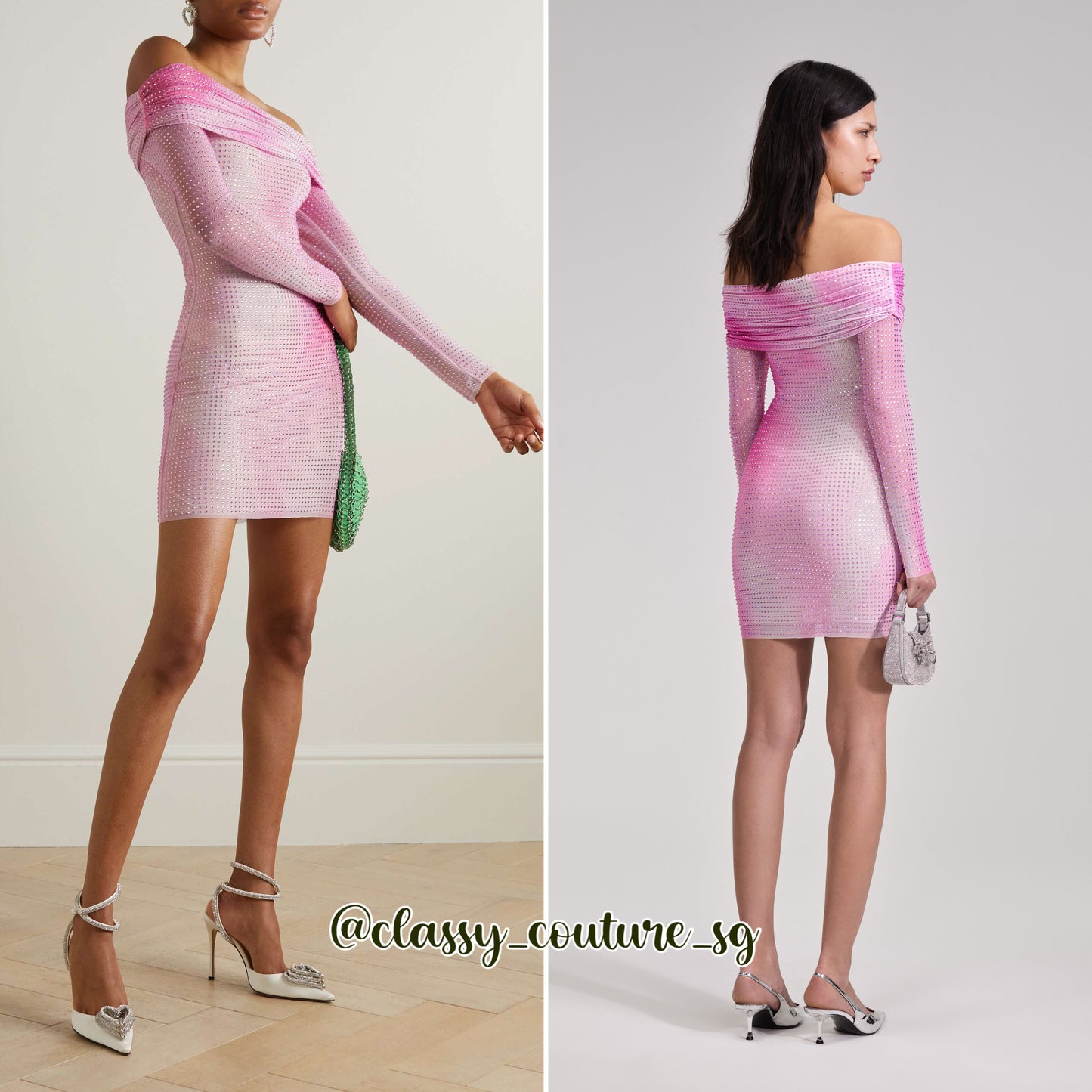 SP Pink Contour Print Mini | Maxi Dress | off shoulder rhinestone