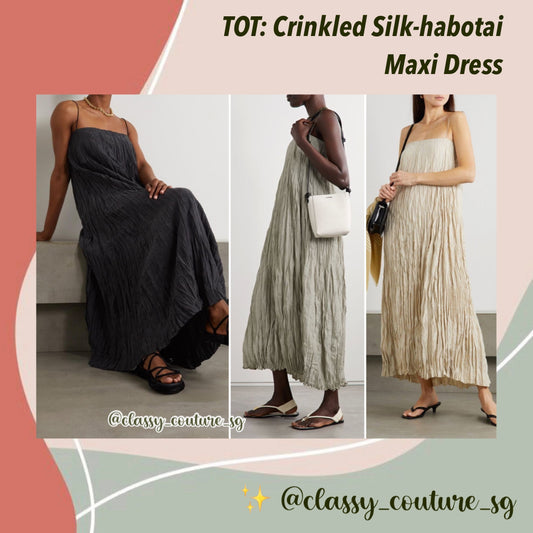 TOT Crinkled Silk-habotai Maxi Dress