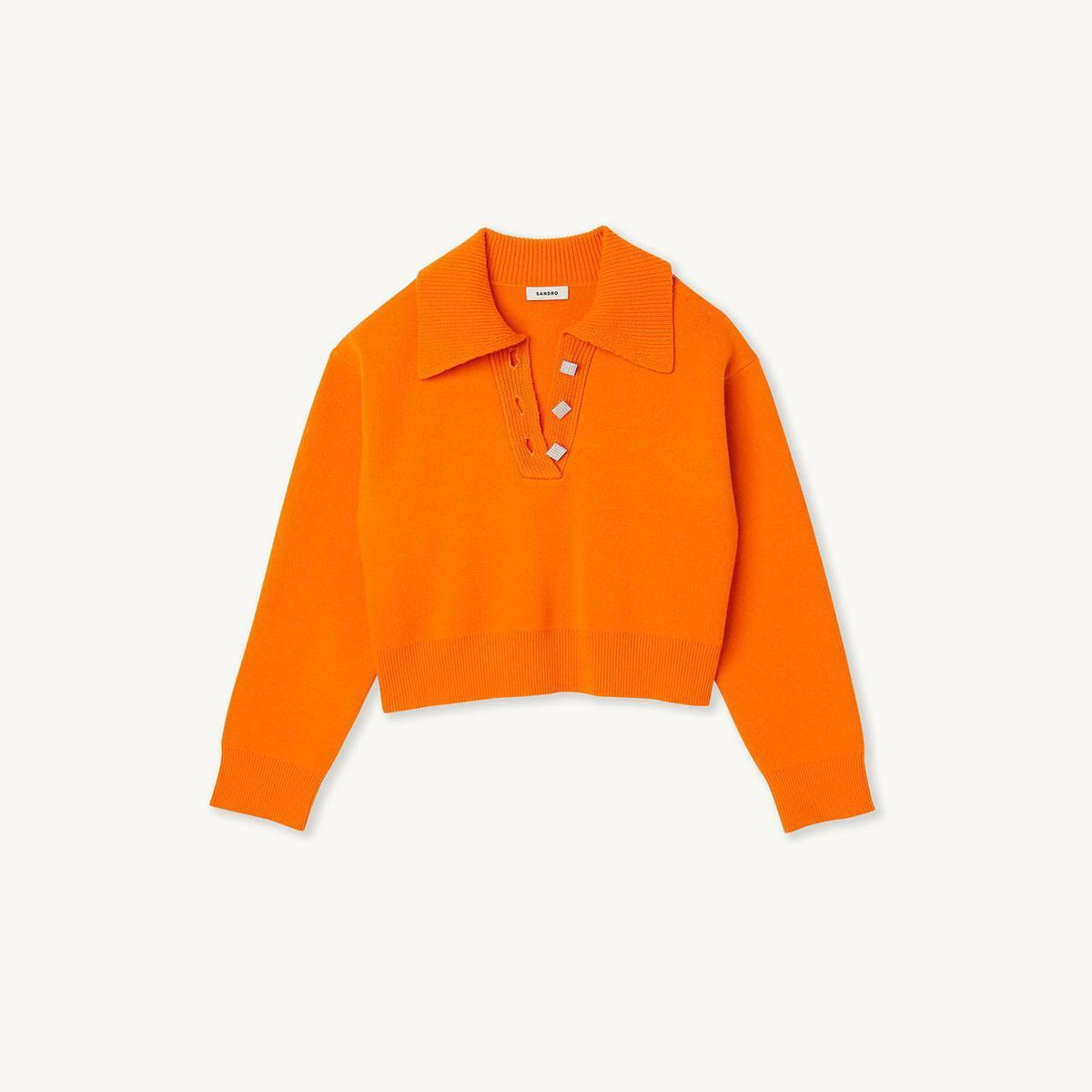 SD Cropped Sweater With Jewel Buttons