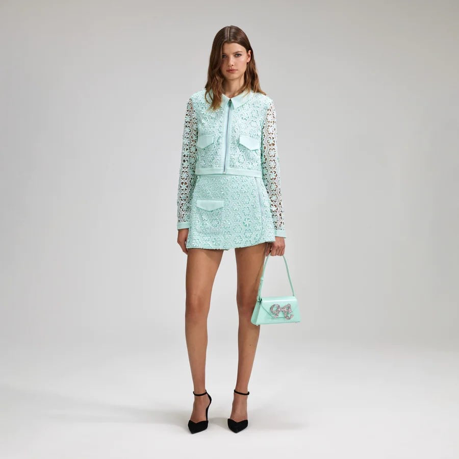 SP Mint Blue Daisy Guipure Skort | mini skirt shorts
