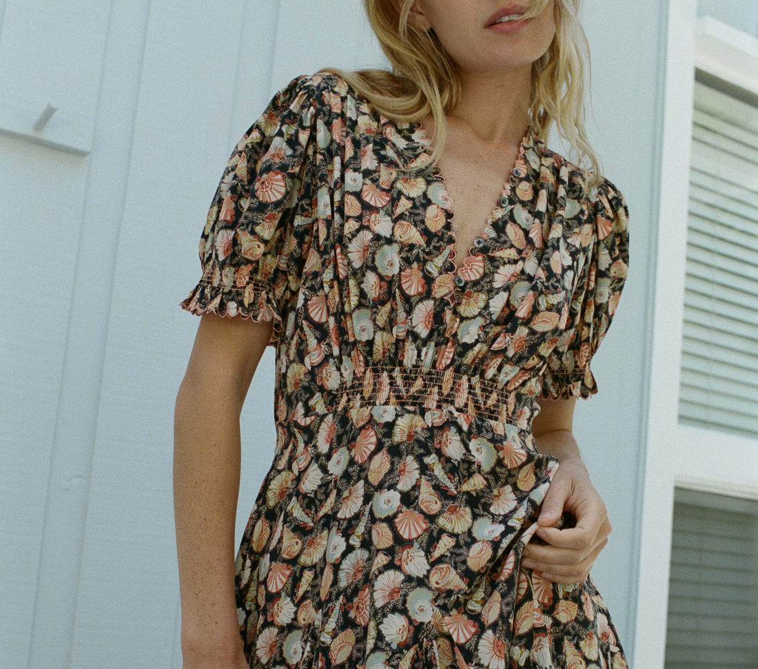 DN Serra Puff Sleeve Silk Mini Dress