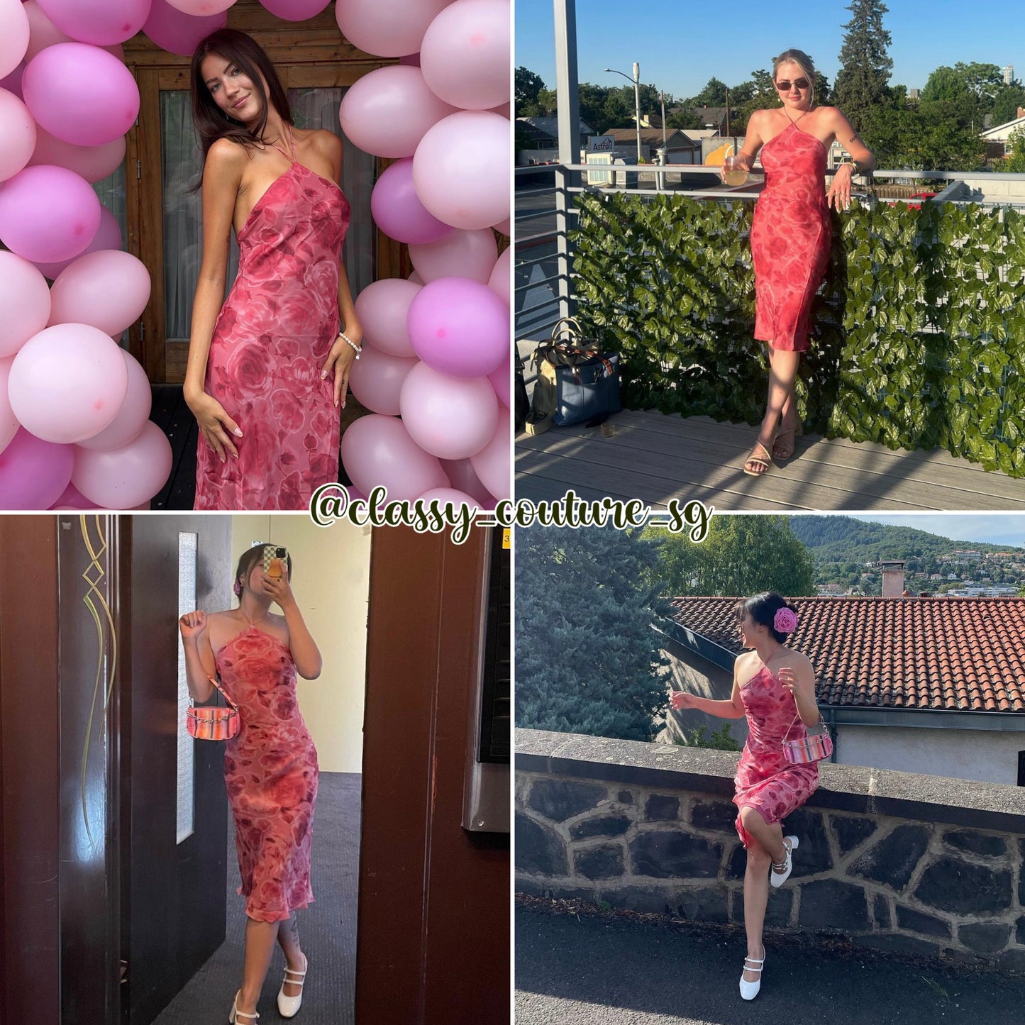 RP Electra Halter Midi Dress in Crush Pink