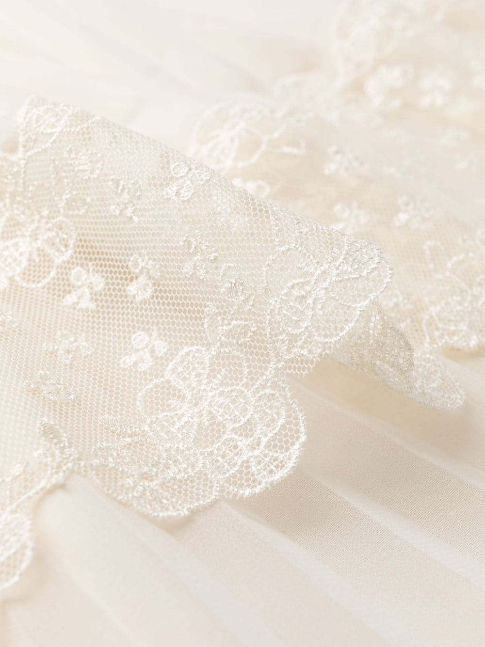 SP Cream Chiffon Lace Tiered Mini Dress