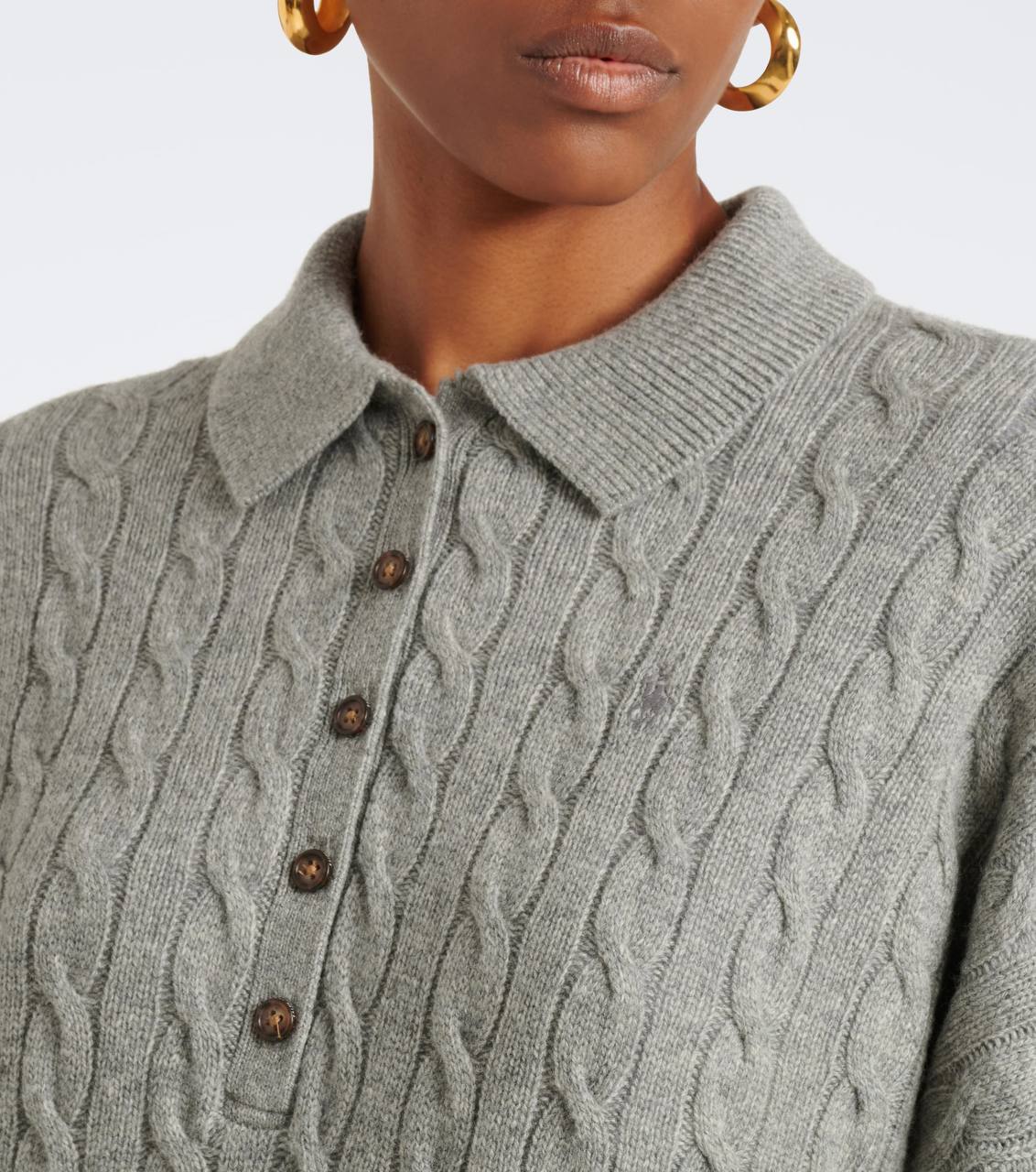 Cable Wool-Cashmere Polo-Collar Jumper - Image 12