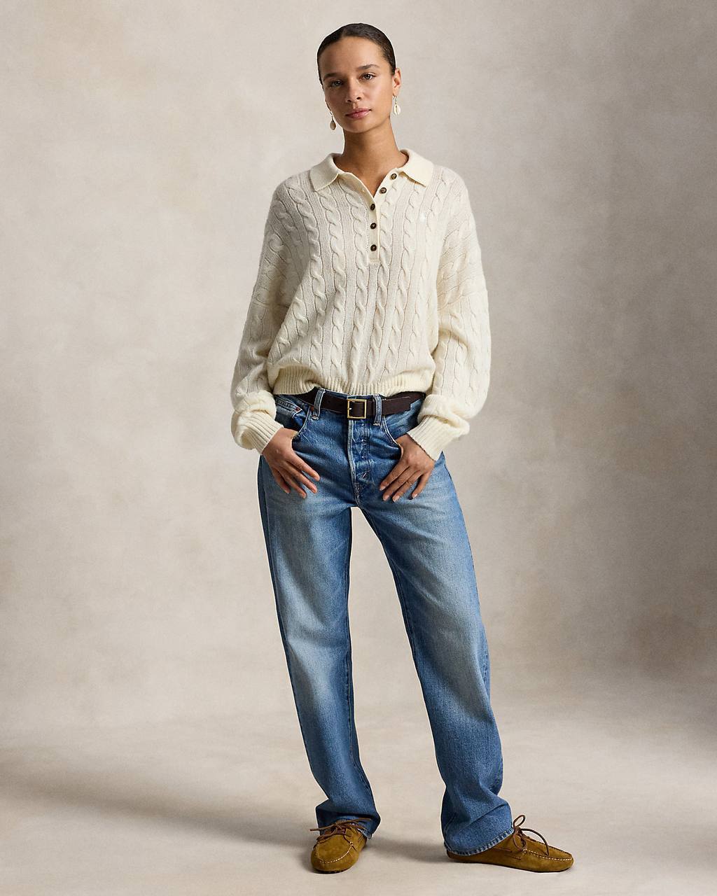 Cable Wool-Cashmere Polo-Collar Jumper - Image 2