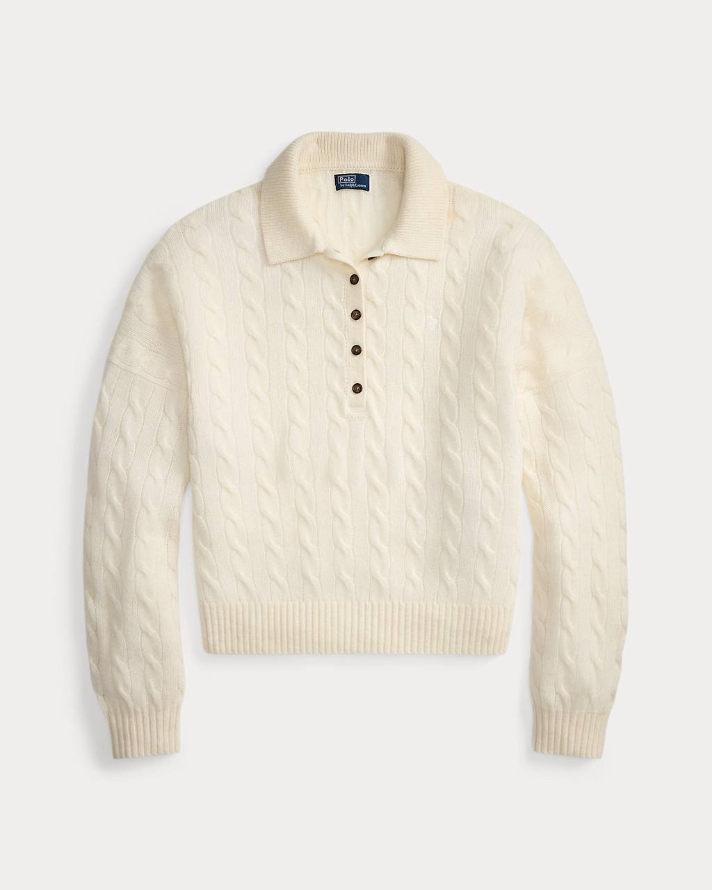 Cable Wool-Cashmere Polo-Collar Jumper - Image 6
