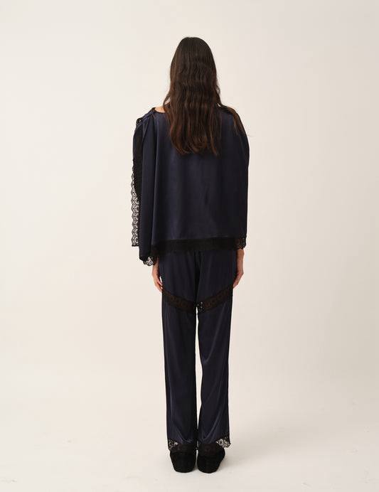 TG Cata Lace Trimmed Silk Wide Leg Pants