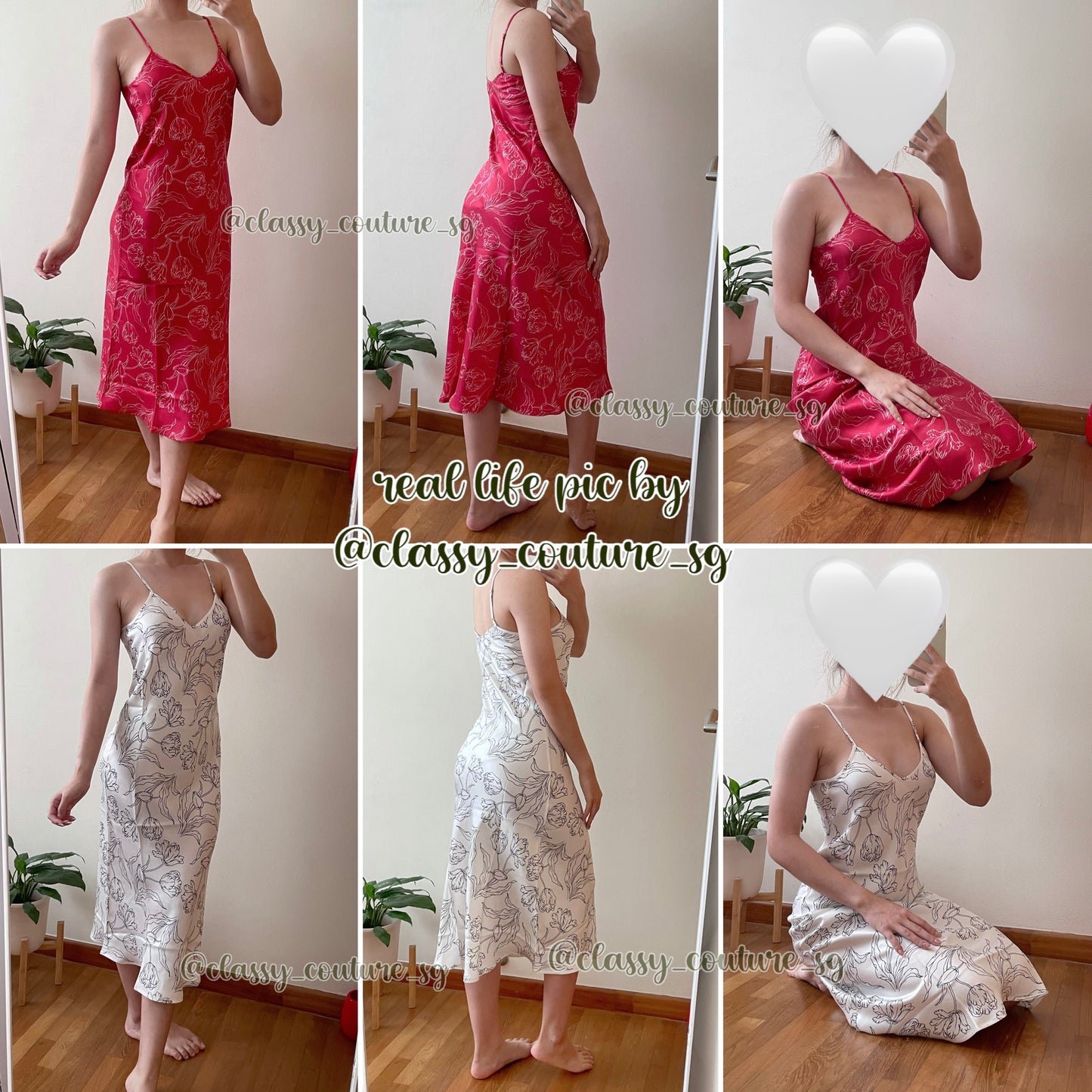 SL 90s Slip Midi Dress Tulip: White | Black | Red