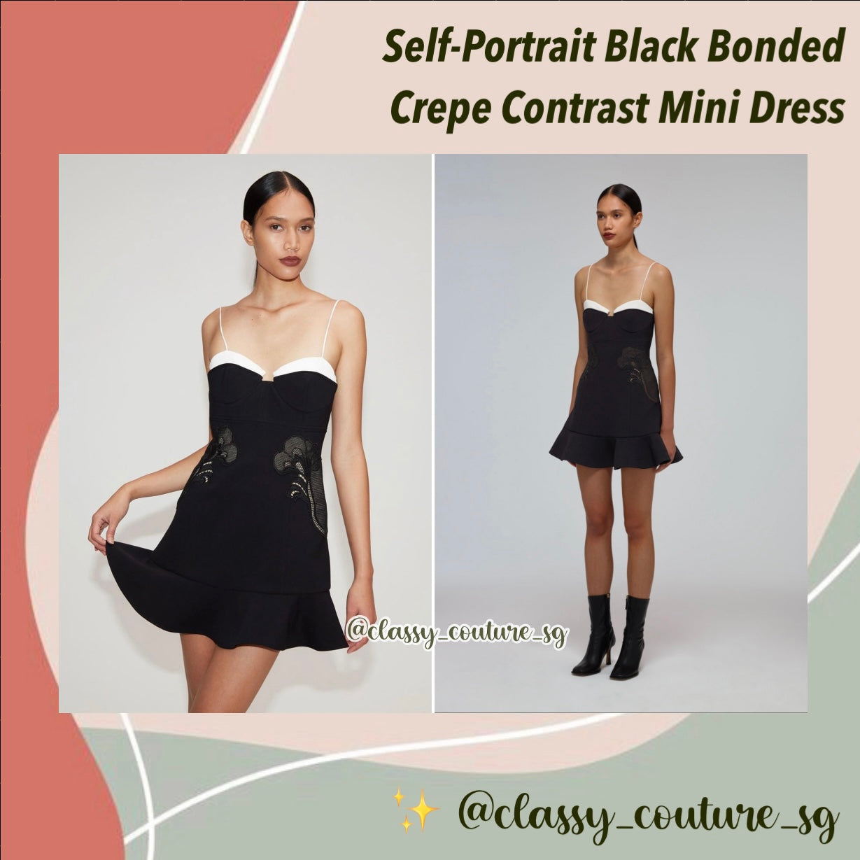 black bonded crepe mini dress GANNI: Black Bonded Crepe Minidress