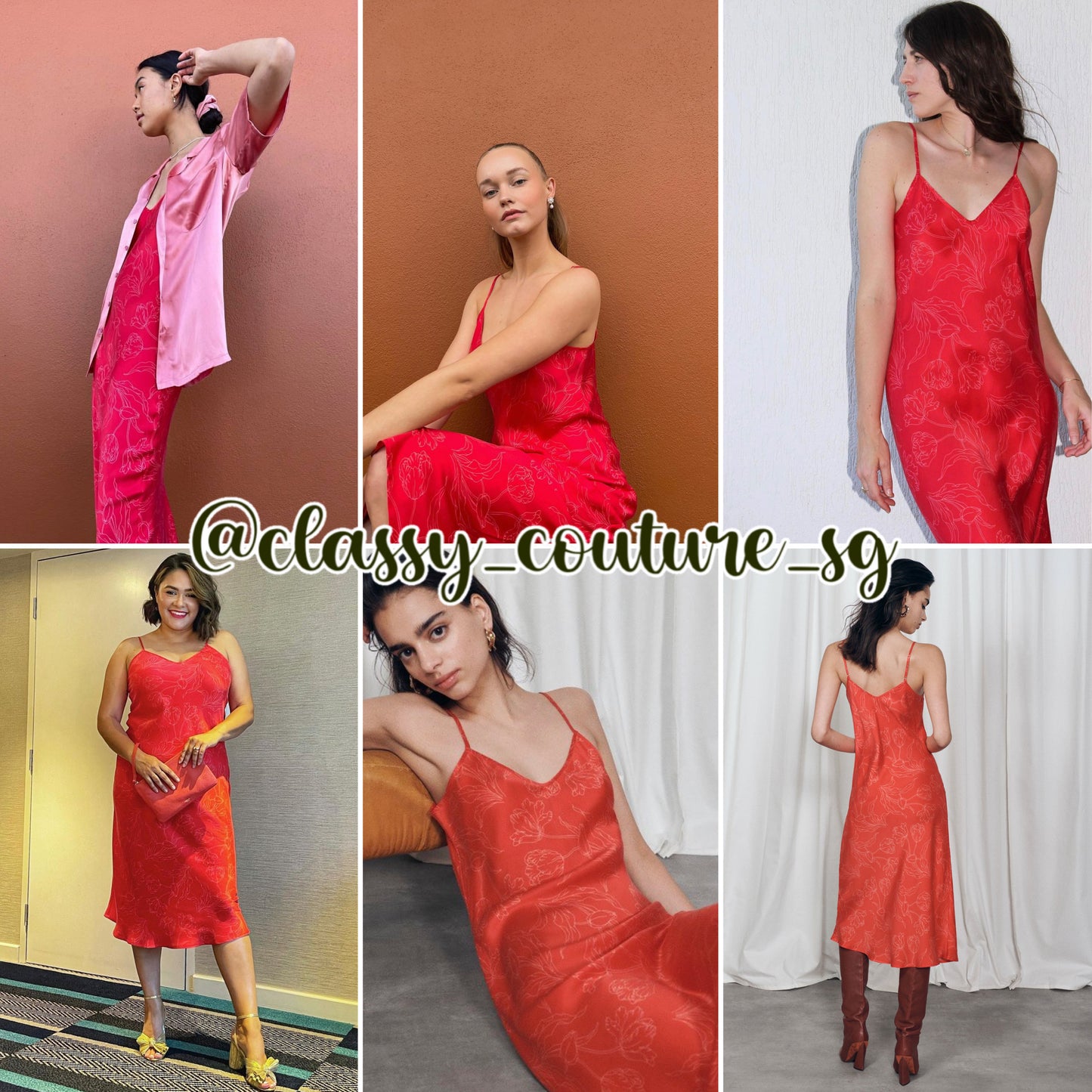 SL 90s Slip Midi Dress Tulip: White | Black | Red