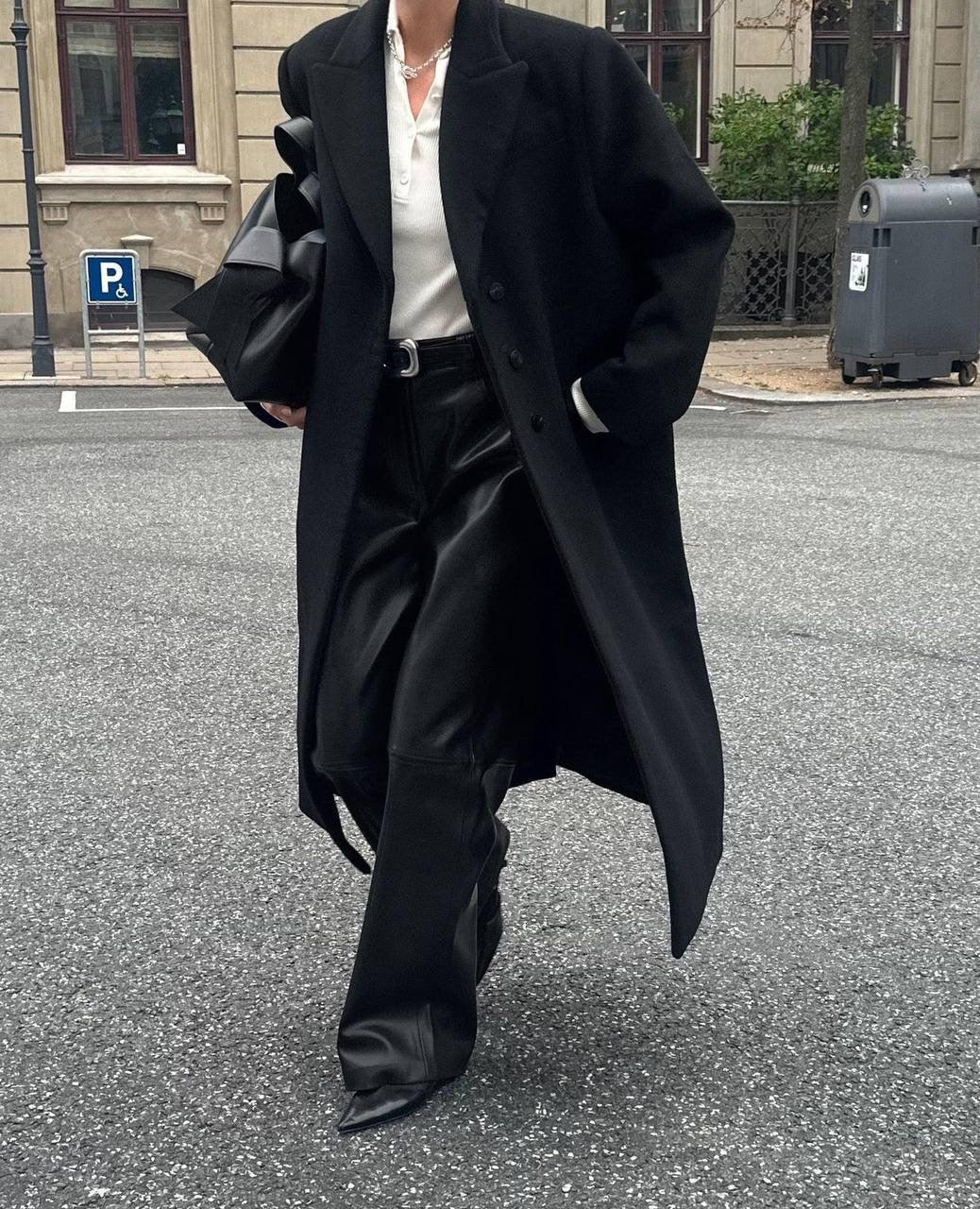 HL Raye Wool Long Coat in Black & Brown