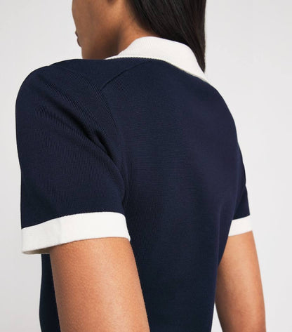 MJ Contrast Trim Polo Cotton-blend Mini Dress