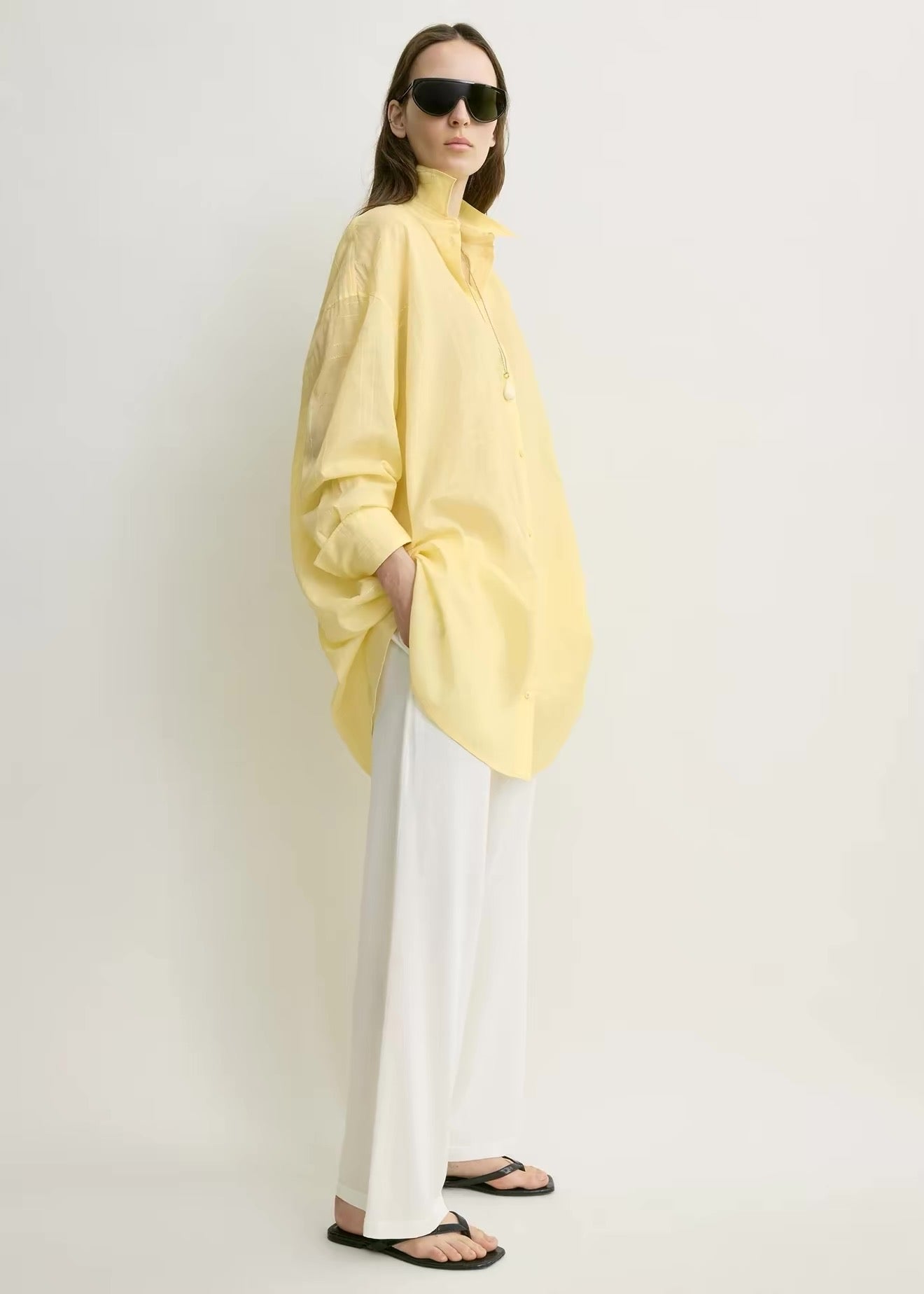 4 Colors! Tot Long Summer Cotton-blend Embroidered Monogram Oversized Shirt Shirtdress Mini Dress
