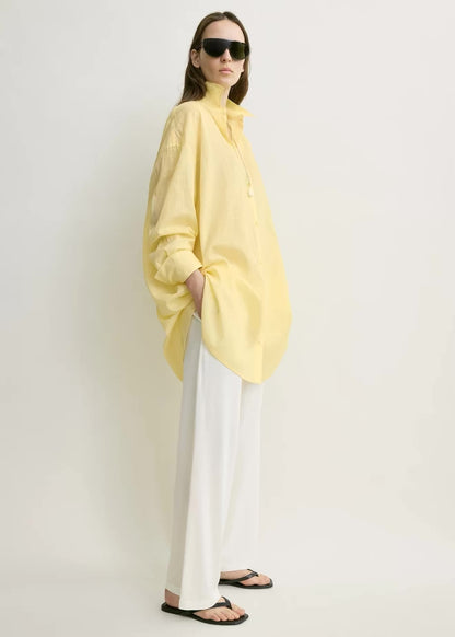 4 Colors! Tot Long Summer Cotton-blend Embroidered Monogram Oversized Shirt Shirtdress Mini Dress