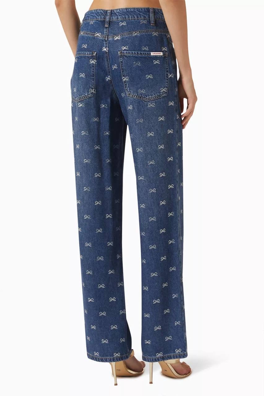 SP Lightweight Diamante Bow-embellished Denim Jeans in Classic Blue Wash
