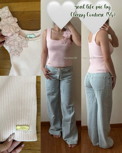 AJ Splendour 3D Flower Applique Knit Tank Top