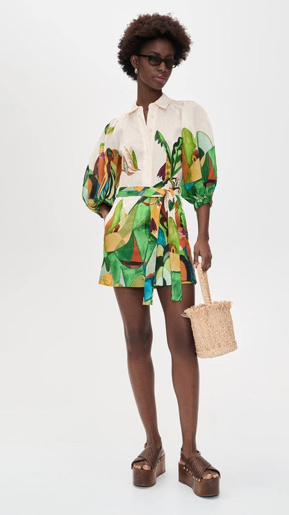 ALM Mokshini Linen Mini Dress Shirtdress