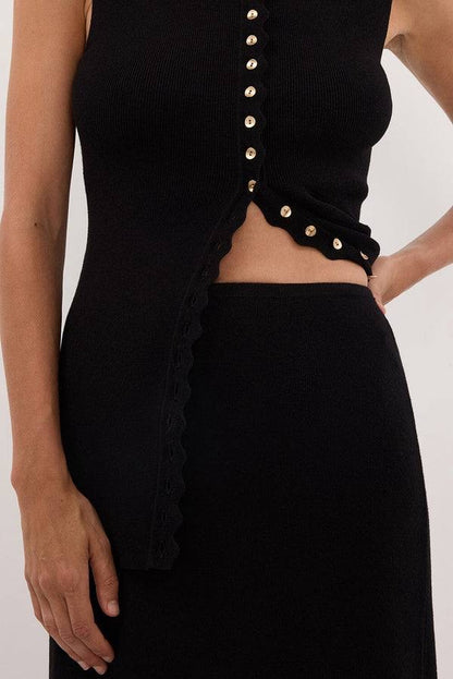 DSH Zoe Scalloped Knit Vest | Midi Maxi Skirt | Stretch-cotton blend Set