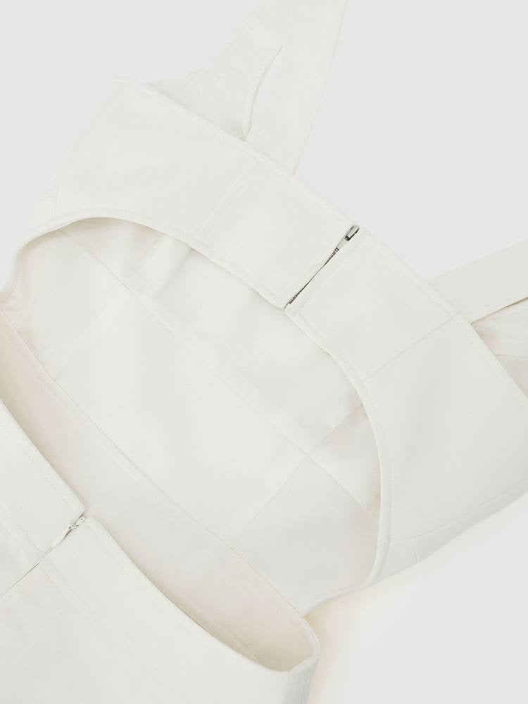 RS Dina Waisted Cut-Out Twill Midi Dress