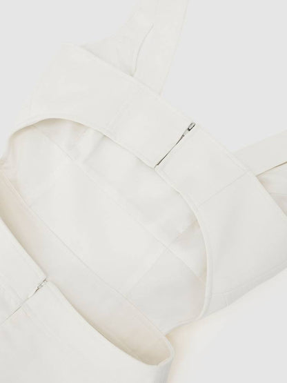 RS Dina Waisted Cut-Out Twill Midi Dress